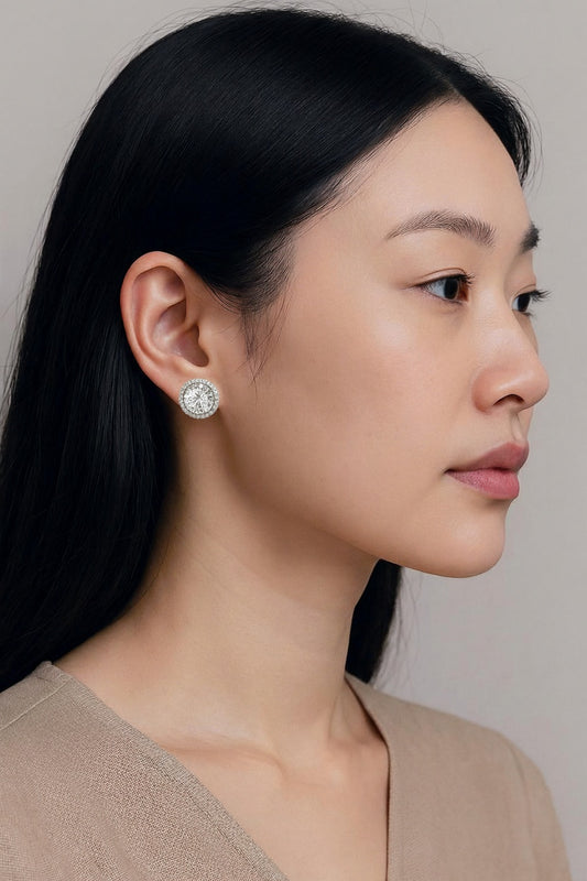 Celestial Halo – Mozambique White GRA-Certified Moissanite Earring