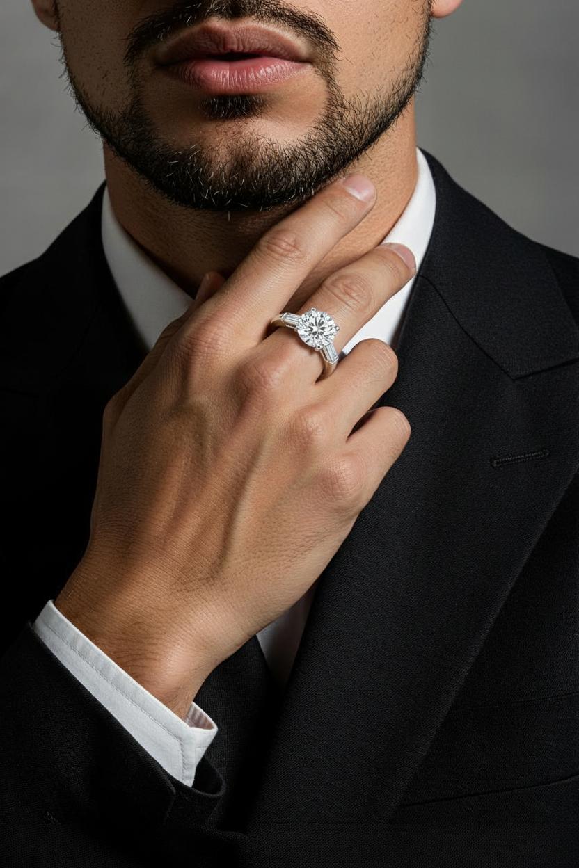 Exquisite Mozambique Round GRA-Certified Moissanite Ring